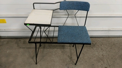 Mid-Century Modern Telephone Bench with Integrated Table