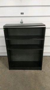 Black Three-Shelf Bookcase with Adjustable Shelves