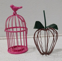 (2) Gun Locks with Keys 12ct Glass Cheese Domes, Basket Plastic Fruit, 2 Decorative Bird Cages - 3