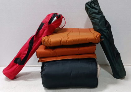 (2) Camping Chairs, Sleeping Bag, (2) Sleeping Mats