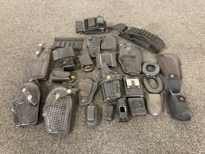 Assortment of Leather Holsters Plus Odds and Ends