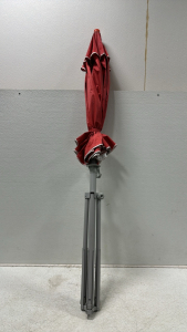 Red Outdoor Umbrella with Folding Legs