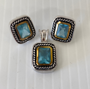 Aquamarine Set Includes Pendant and Pair Of Earrings