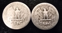 (2) 1943 Washington Quarters- 90% Silver Authenticated - 2