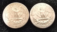 (2) 1964 Washington Quarters- 90% Silver Authenticated - 2