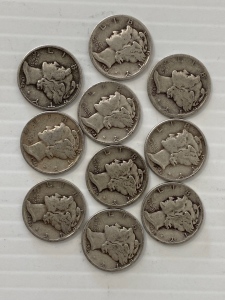 (10) Vintage Silver Dimes