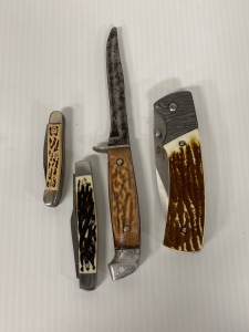 (3) Folding Knives and Vintage Knife