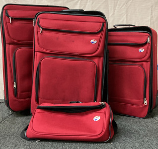 4-PIECE AMERICAN TOURISTER RED LUGGAGE.