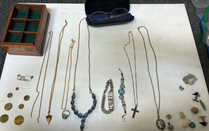 Assorted Jewlery, Pins, & Rocks