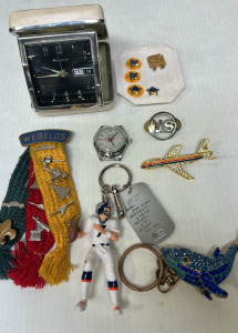 Antique Travel Watch & Pins