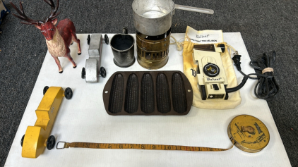 Vintage Travel Iron , Pot & Stove, Tape Measure, & More!