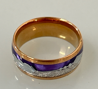 Size 8 Rose Gold and Purple Wedding Band