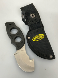 Fingergrip Cut Hook Knife With Sheath