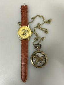 Men's Watch and Brass Toned Pocket Watch