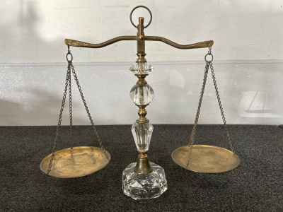 Vintage Brass and Crystal Scale