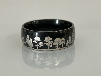 Size 10 Black and Silver Wedding Band