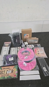 (1) Office Soap/Sanitizer Dispenser (2) Baby Bath Face Shields (1) XL Purple Dog Harness (2) Stickers and So Much More!