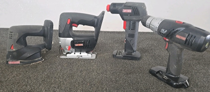 (2) Craftsman Drills (1) Craftsman Corner Sander (1) Craftsman Orbital Jig Saw