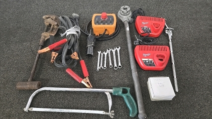 (1) Expanding Mandrel (2) Milwaukee Battery Chargers (1) Handheld Saw (1) Pipe Cutter and So Much More!