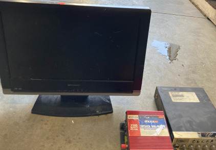 Cobra 29 LTD CB Radio, Small TV, & Power Adapter