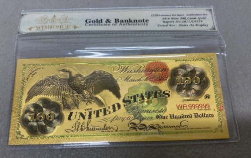 (1) $100 Bill 24K Gold Flake Banknote W/ COA