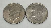 (1) 1865 Indian Head Penny (5) Eisenhower Dollar Coins Dated 1971, 1972, And Bicentennial - 2