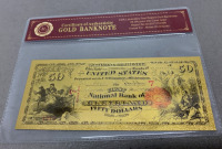 (1) $50 Bill US 24K Gold Flake Banknote W/ COA