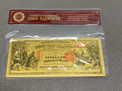 (1) $5 Bill 24K Gold Flake Bank Note W/ COA