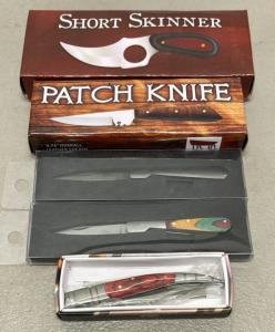 (5) Knives Total.. Short Skinner, Patch Knife, Rite Edge Pocket, Two Farmers Toothpicks