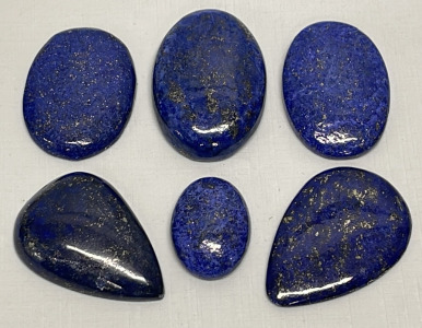 (6) Lapis Lazuli Oval/Pear Cut And Polished Cabochons 23.55ct. to 79.75ct.