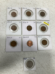 (9) Pennies 1919-2014 (1) Nickel 1936