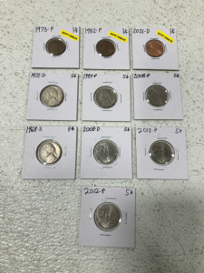 (3)Pennies 1973-2021 (7) Nickels 1968-2013