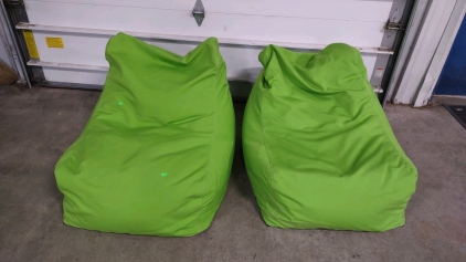 (2) Lime Green Bean Bag Chairs