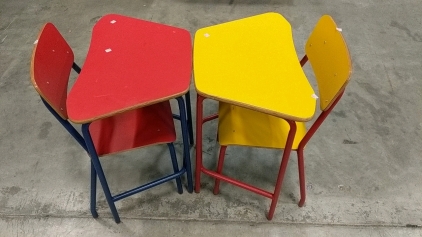 (2) Retro Kids’ Desks w/ Chairs -