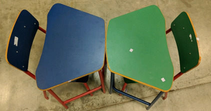 (2) Retro Kids’ Desks w/ Chairs - Desk Dimensions 24⅜"W×26⅝"H