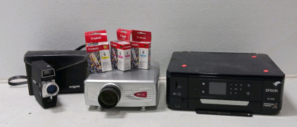 Vintage Argus Camera, Pro Series Projector, EpsonXP-640 Printer