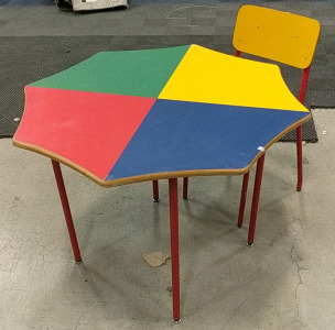 (1) Retro Kids&rsquo; Table w/ Chair - Desk Dimensions 38" Round &times;26⅝"H