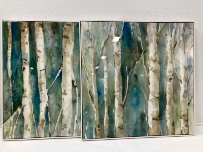 (2) Teal Art Pieces 32&rdquo;x32&rdquo;