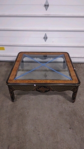 42"x 42"x 16½" Vintage Glass Top Coffee Table