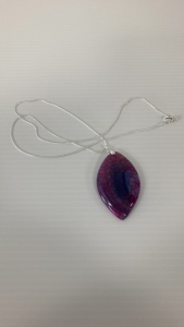 Pink, Purple And Blue Dragon Veins Agate Necklace
