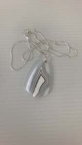 White Matte Stripped Agate Necklace