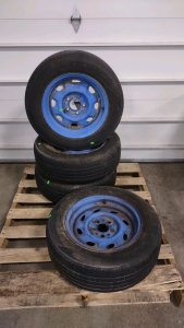 (4) Used 15" Tires w/ Aluminum Blue Rims