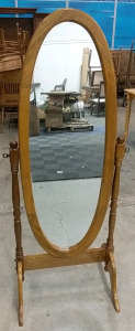 (1) Vintage Oval Cheval Mirror on Stand