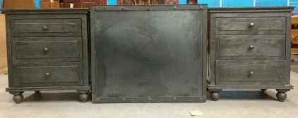 (2) Industrial 3-Drawer Nightstand - 26"&times;19" (1) Industrial Metal Desk - 35⅝"&times;25⅝"