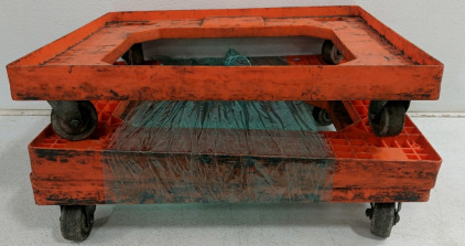 (3) Orange Industrial Dollies w/ Casters (1 Without Wheels)