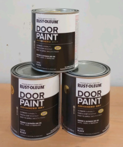 (3) 1 Quart of Rust-Oleum Satin Black Door Paint (Cow)