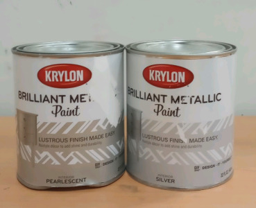 (2) 32 Oz. Buckets of Krylon Brilliant Metallic Paint (r8)