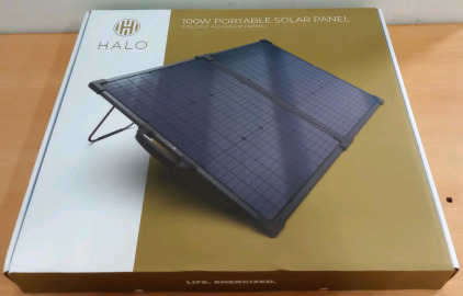 (1) Halo 100 Watt Portable Solar Panel With Folding Aluminum Frame (cow)