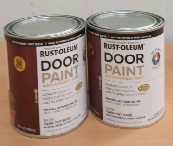 (2) 29 Oz. Small Cans of Rust-Oleum Satin Dark Tint Base Door Paint (cow)