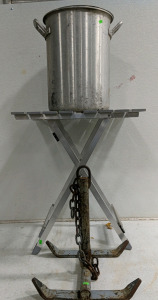 (1) River Boat Anchor (1) Large Stock Pot (1) Folding Metal Table